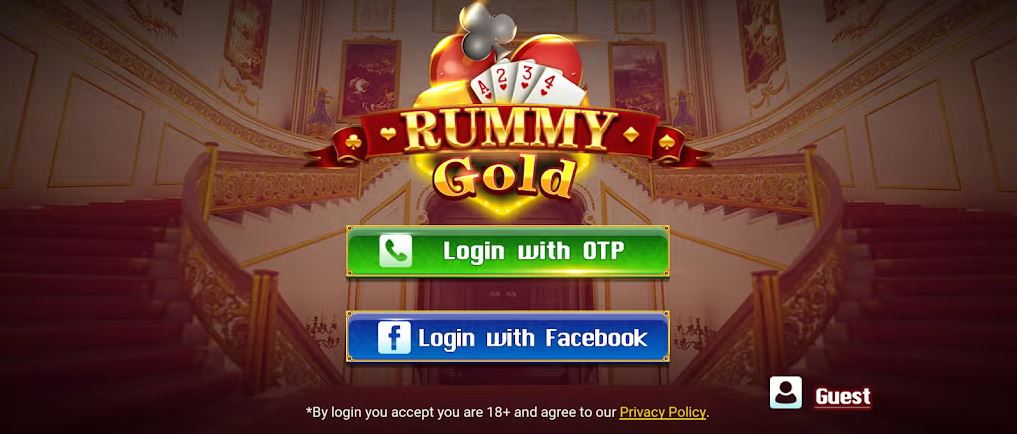 Sign in to Rummy Gold using OTP or Facebook to start playing