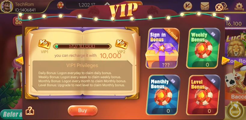Get sign-in, weekly, monthly and level bonuses with VIP membership